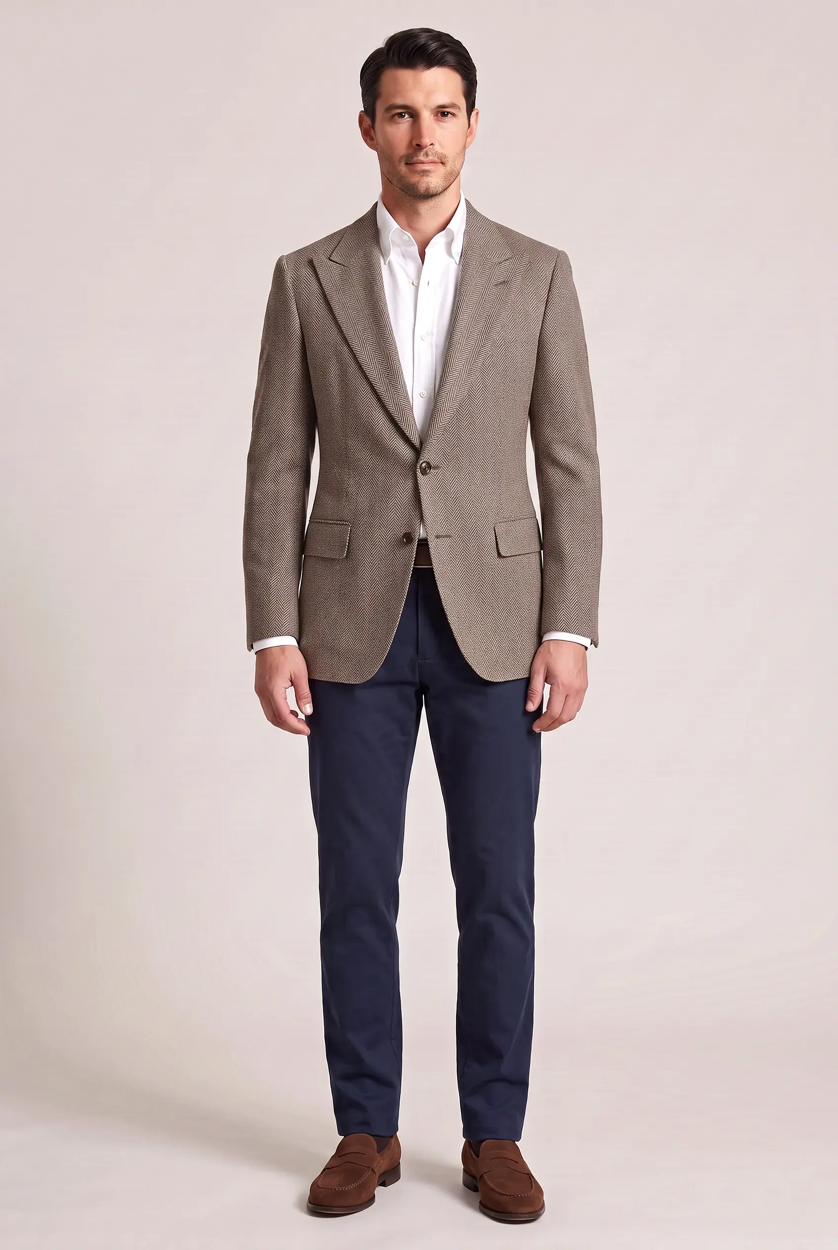 Brown Herringbone Sport Coat - full length, second view