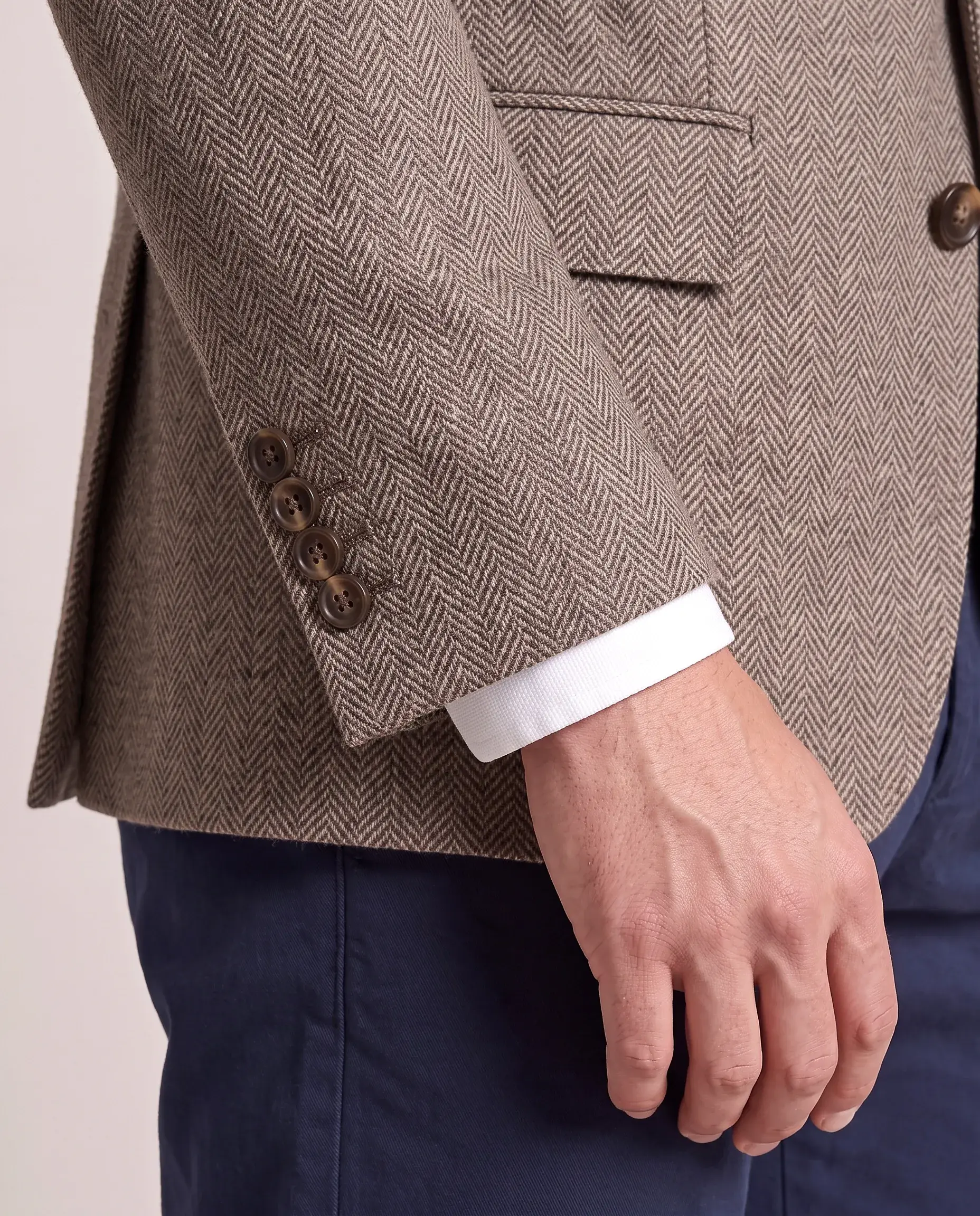 Brown Herringbone Sport Coat - sleeve detail