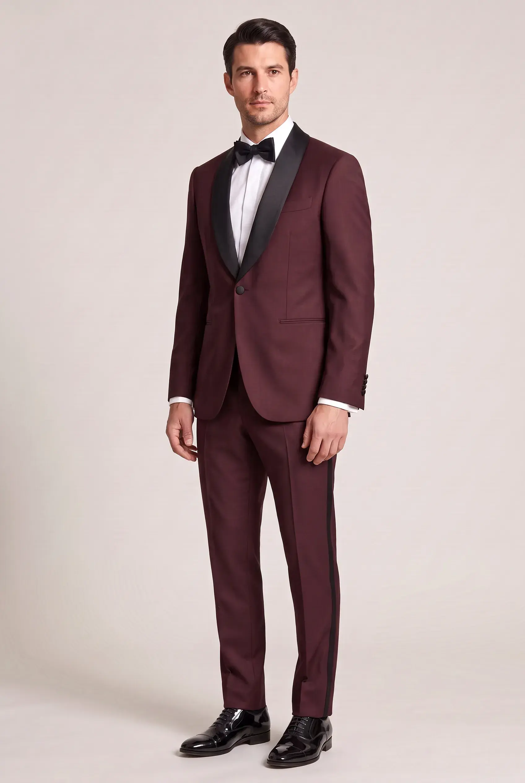 Burgundy Shawl Lapel Tuxedo, made bespoke by ITORVANI in Bangkok