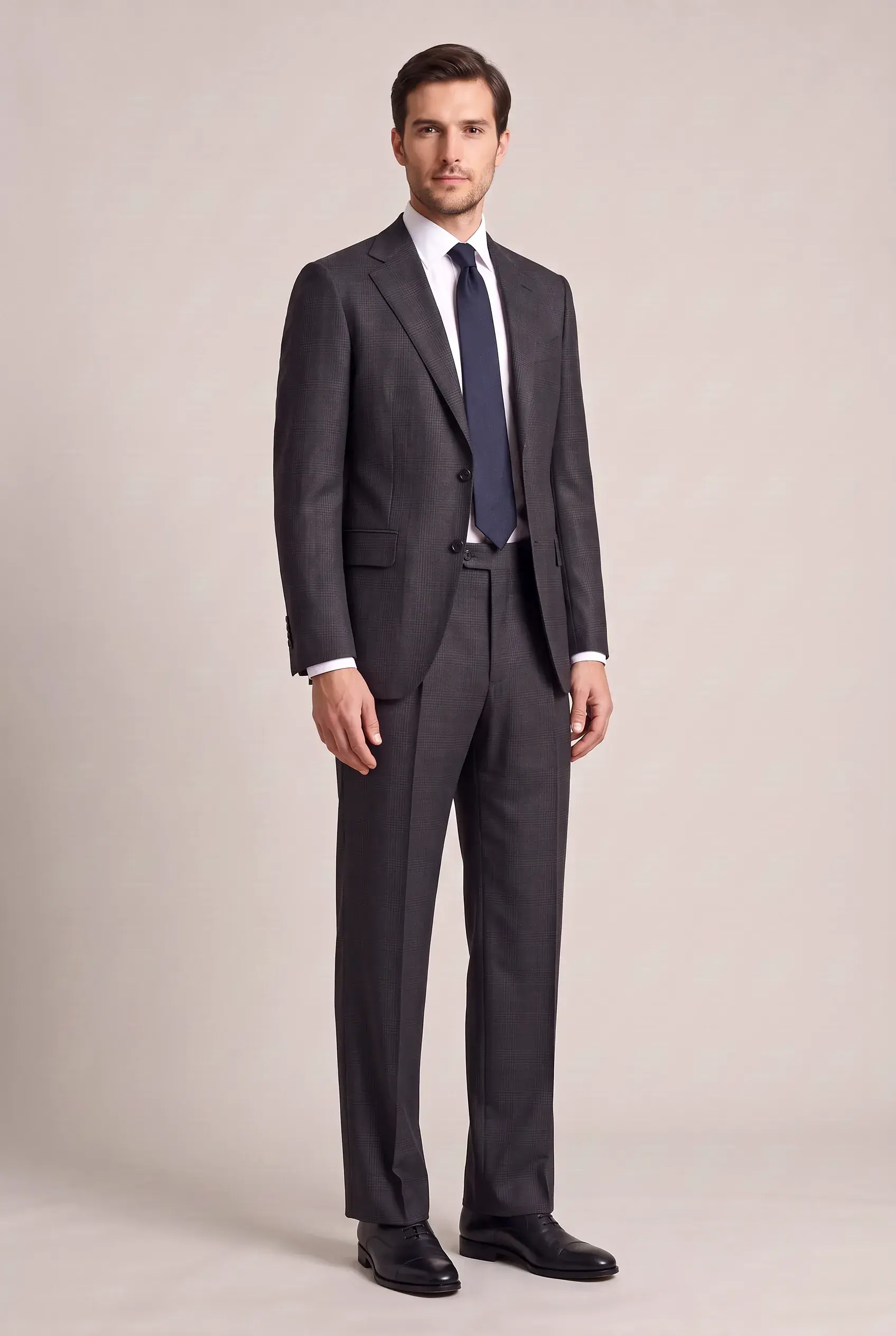 Charcoal Grey Glen Check Suit, made bespoke by ITORVANI in Bangkok
