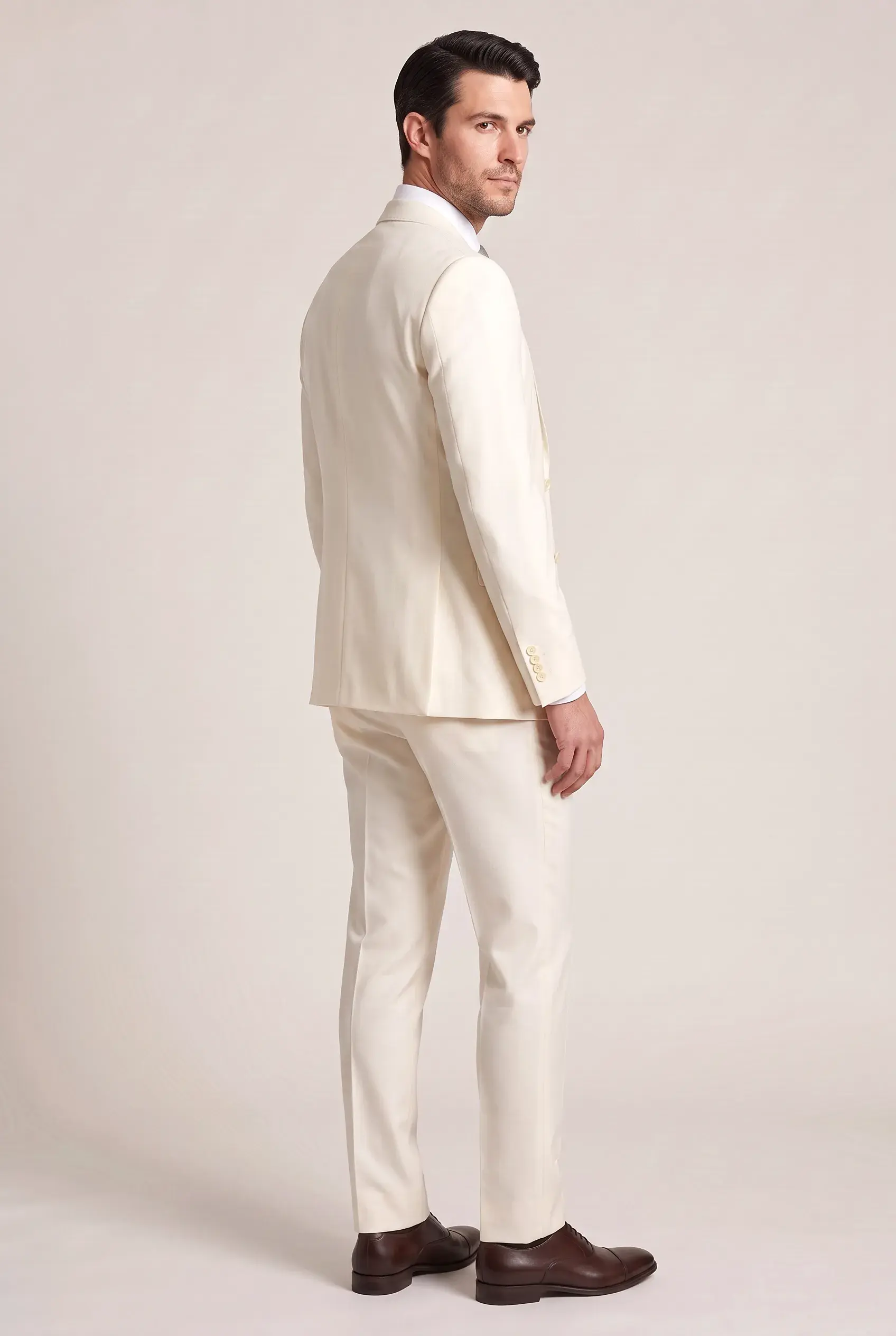 Ivory Three-Piece Wedding Suit - back