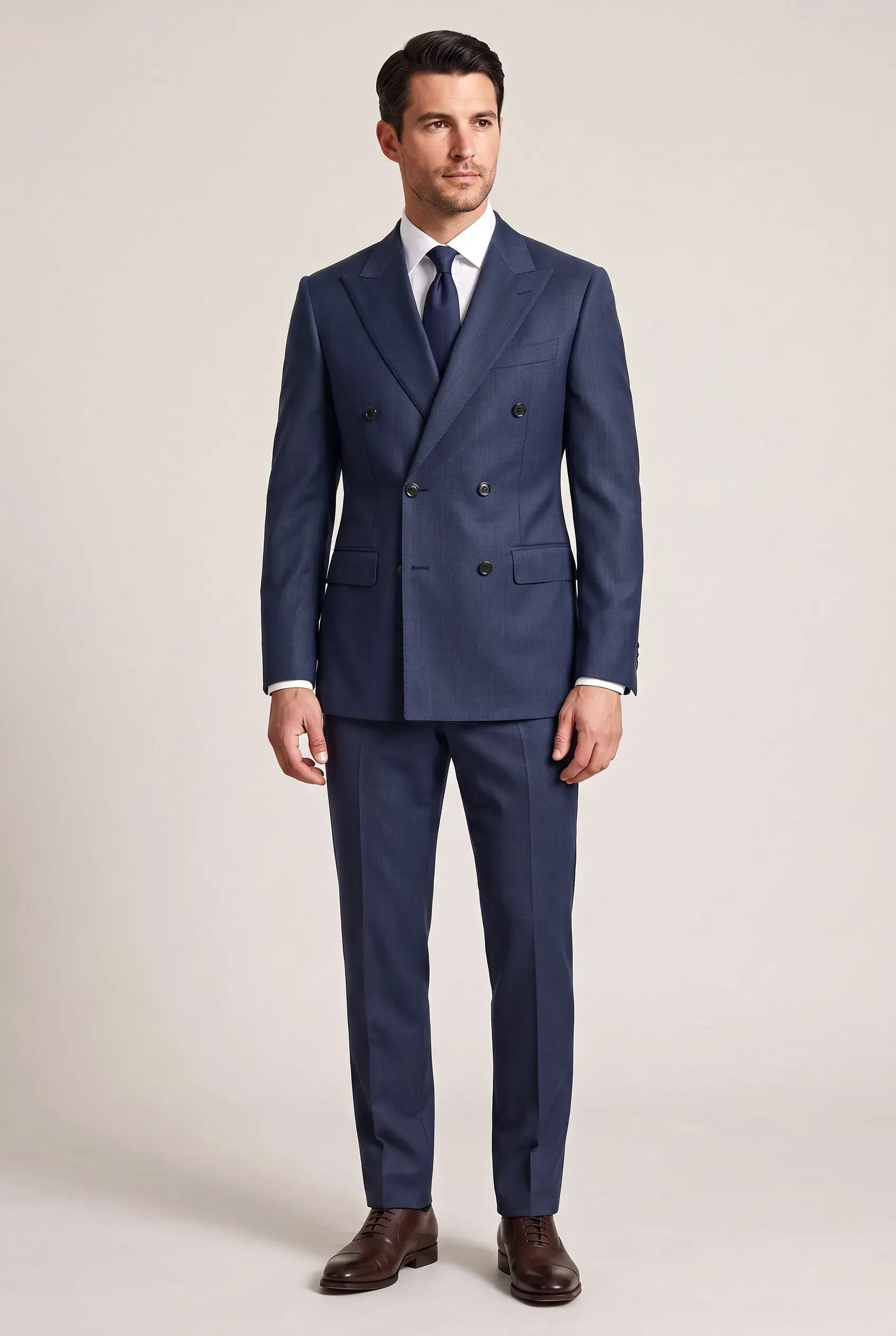 Navy Double-Breasted Suit - full length, second view