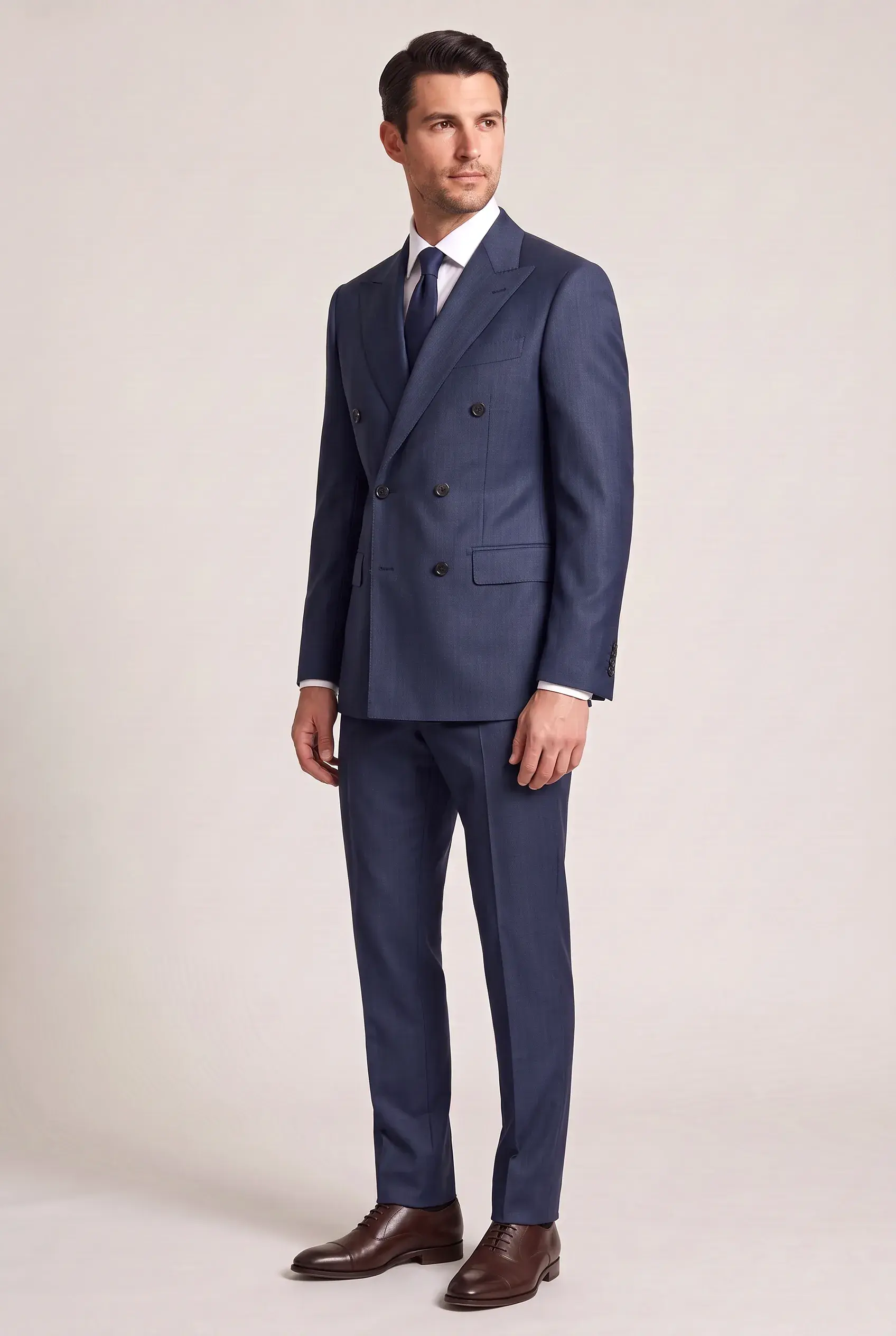 Navy Double-Breasted Suit, made bespoke by ITORVANI in Bangkok