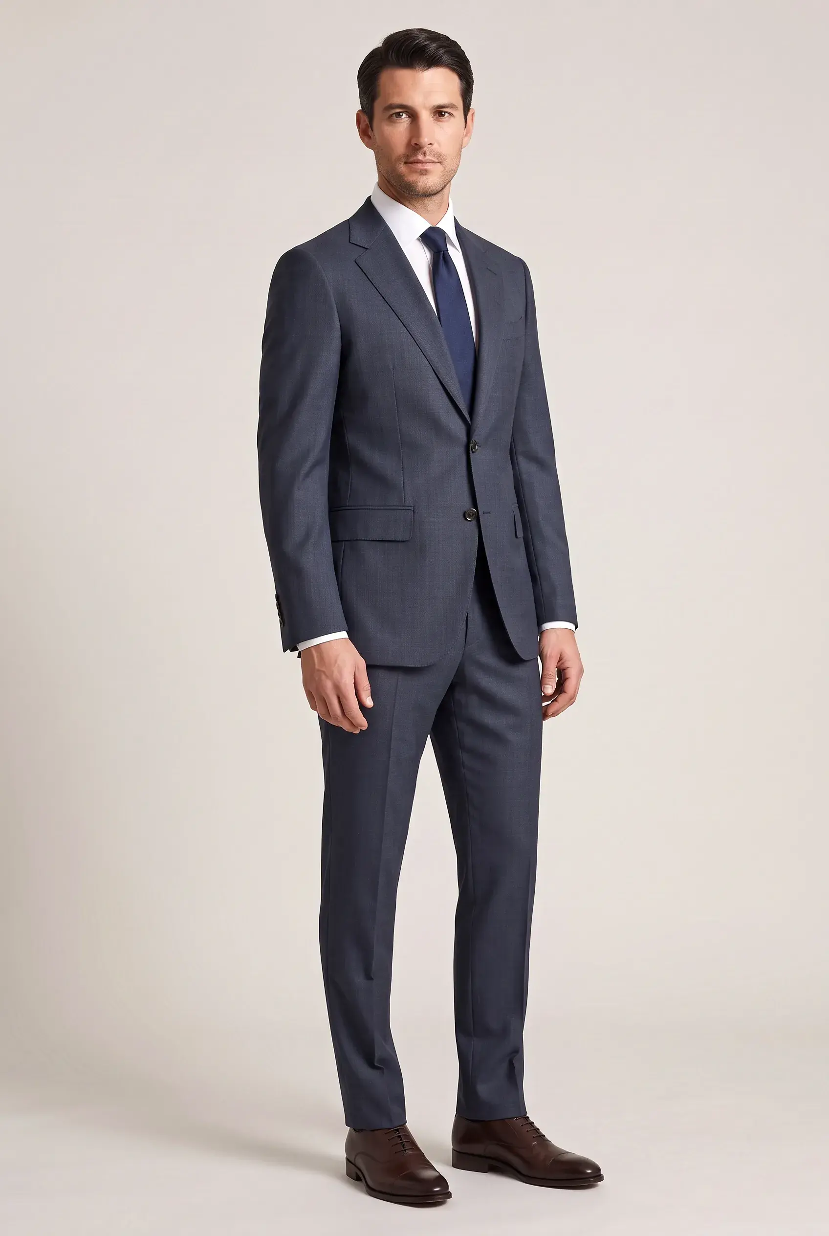 Slate Blue Business Suit - full length, second view