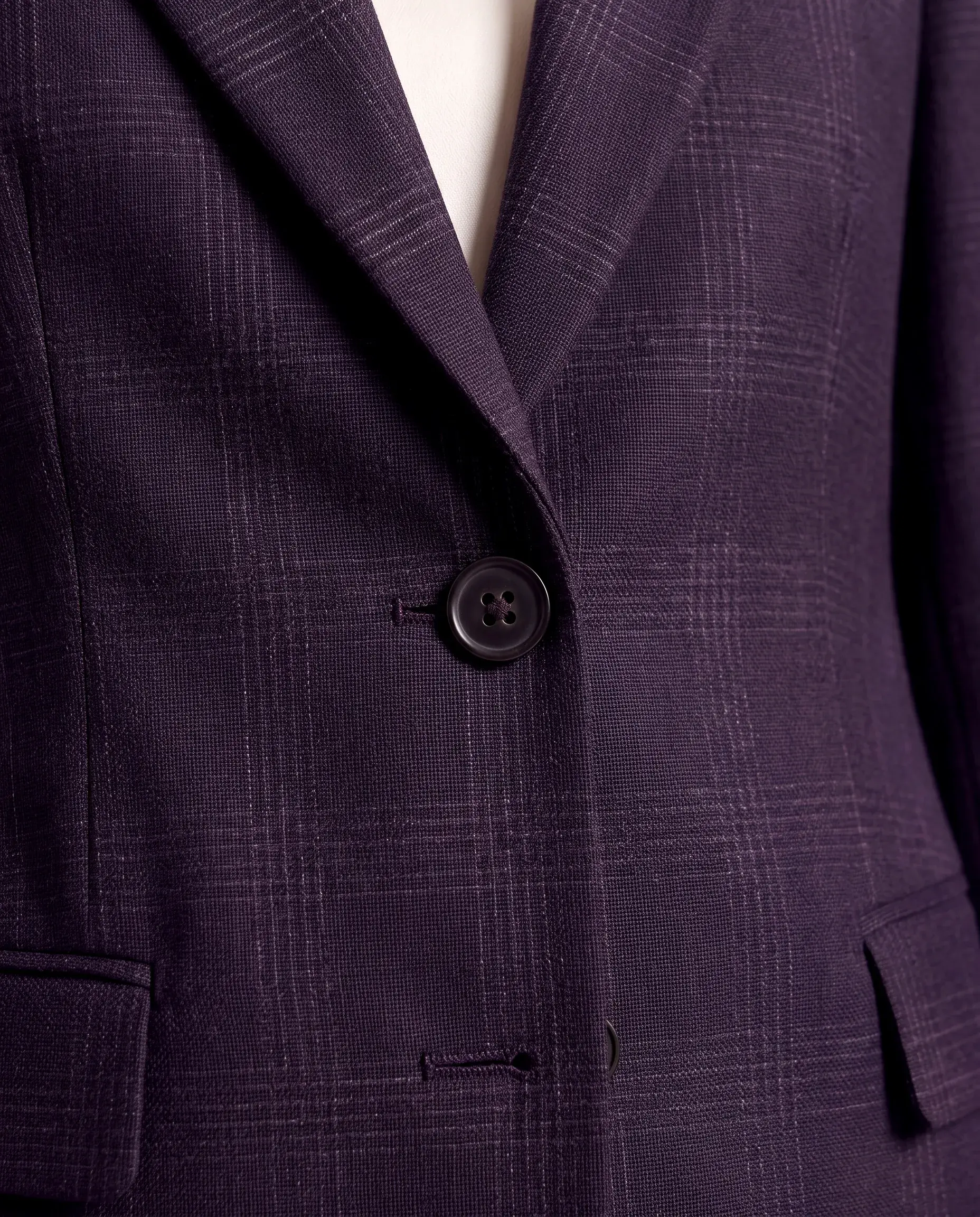 Women's Aubergine Purple Trouser Suit - button detail