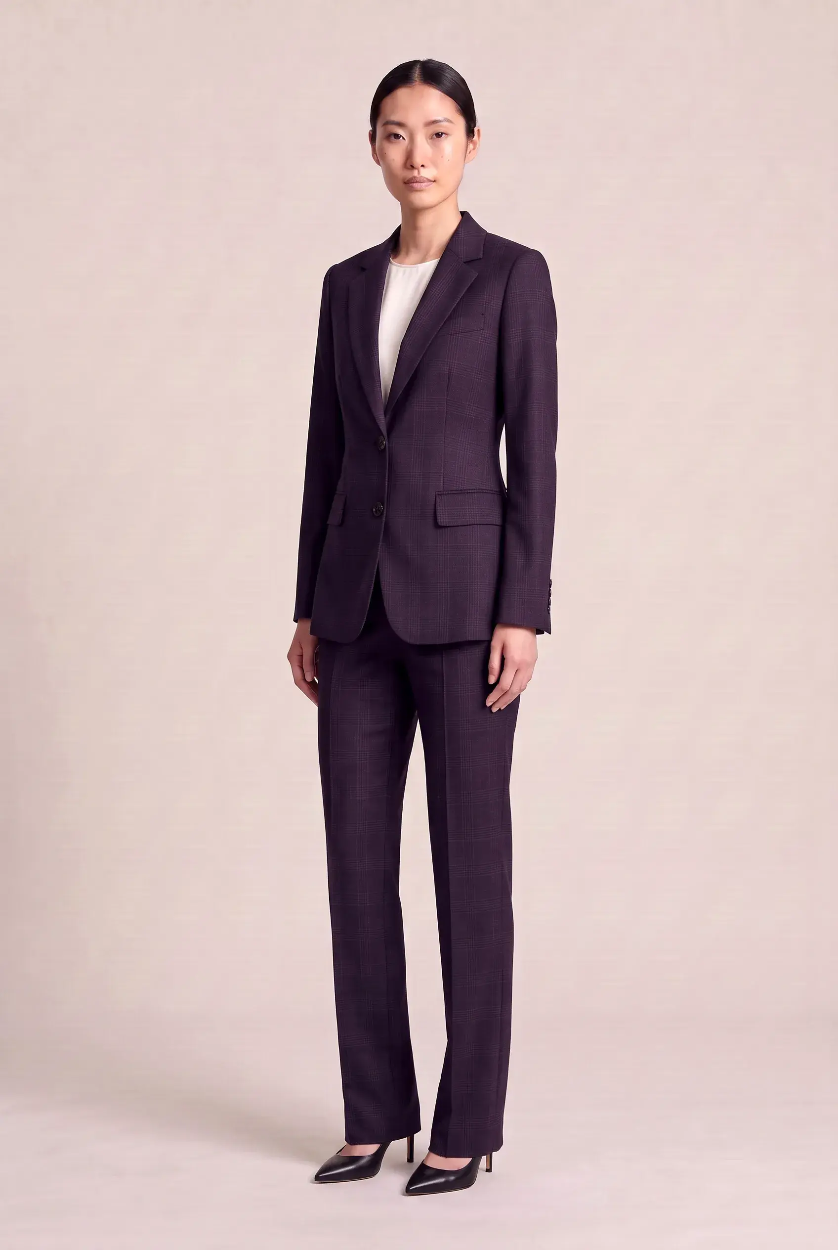 Women's Aubergine Purple Trouser Suit - full length, second view