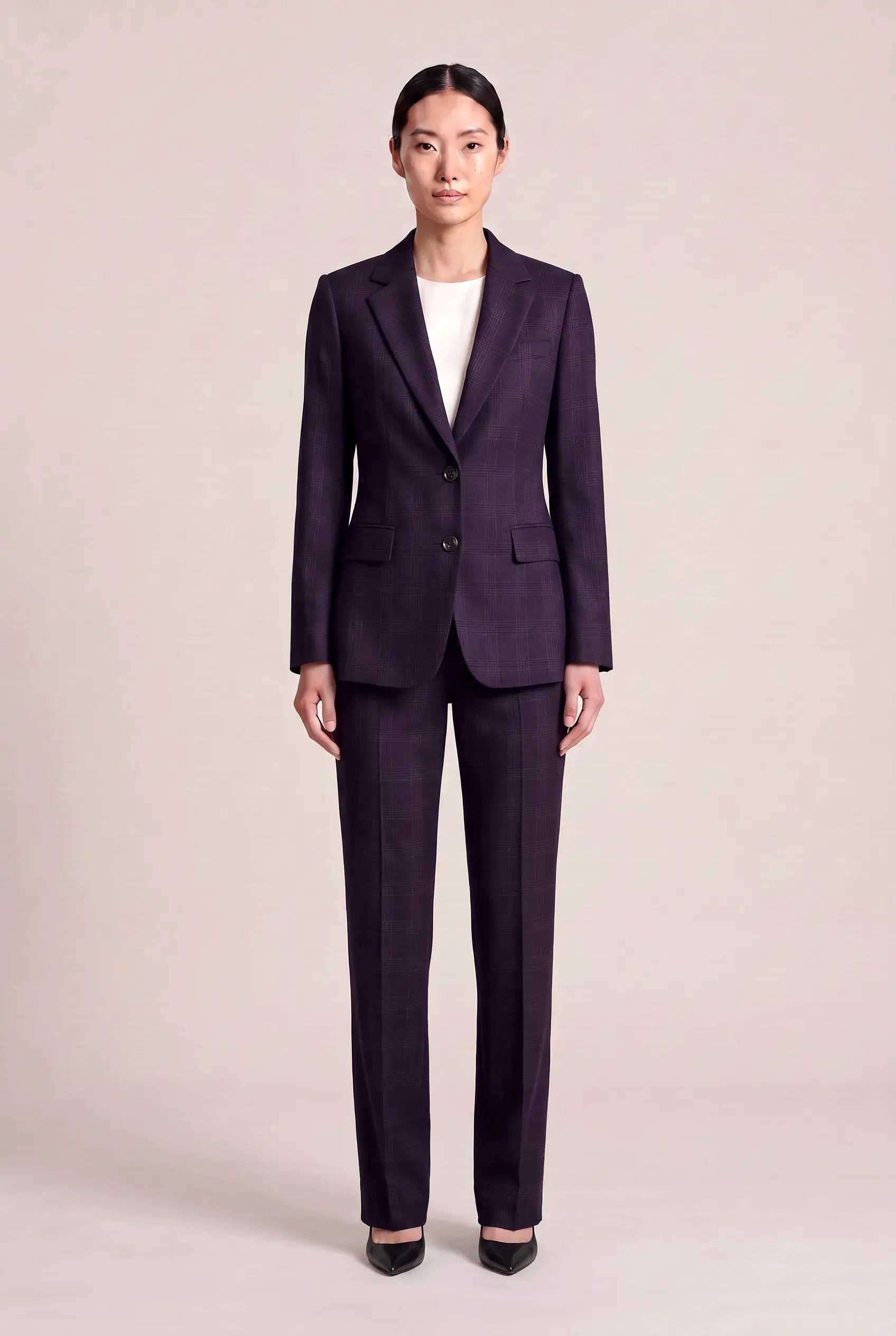 Women's Aubergine Purple Trouser Suit, made bespoke by ITORVANI in Bangkok