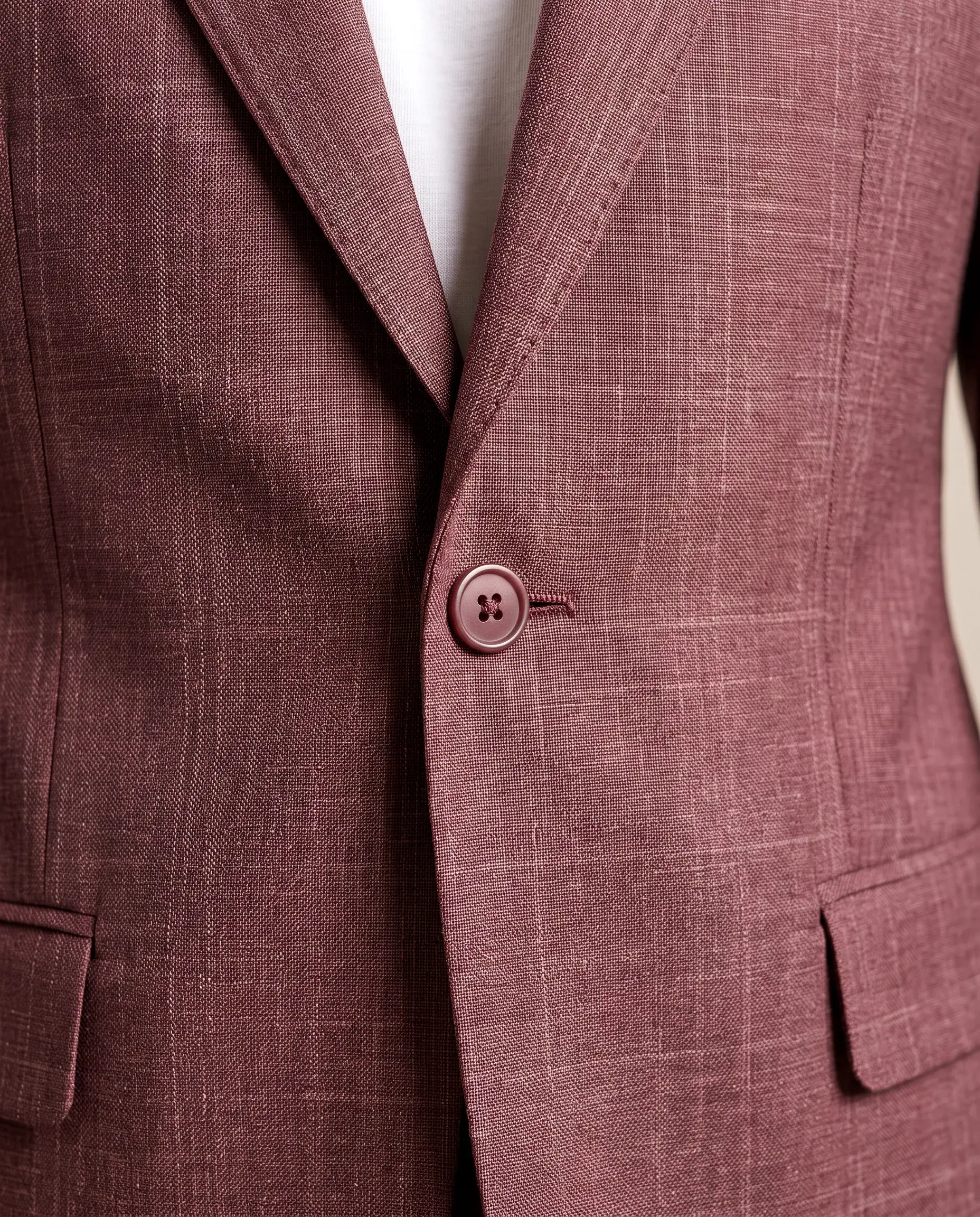 Women's Dusty Rose Trouser Suit - button detail