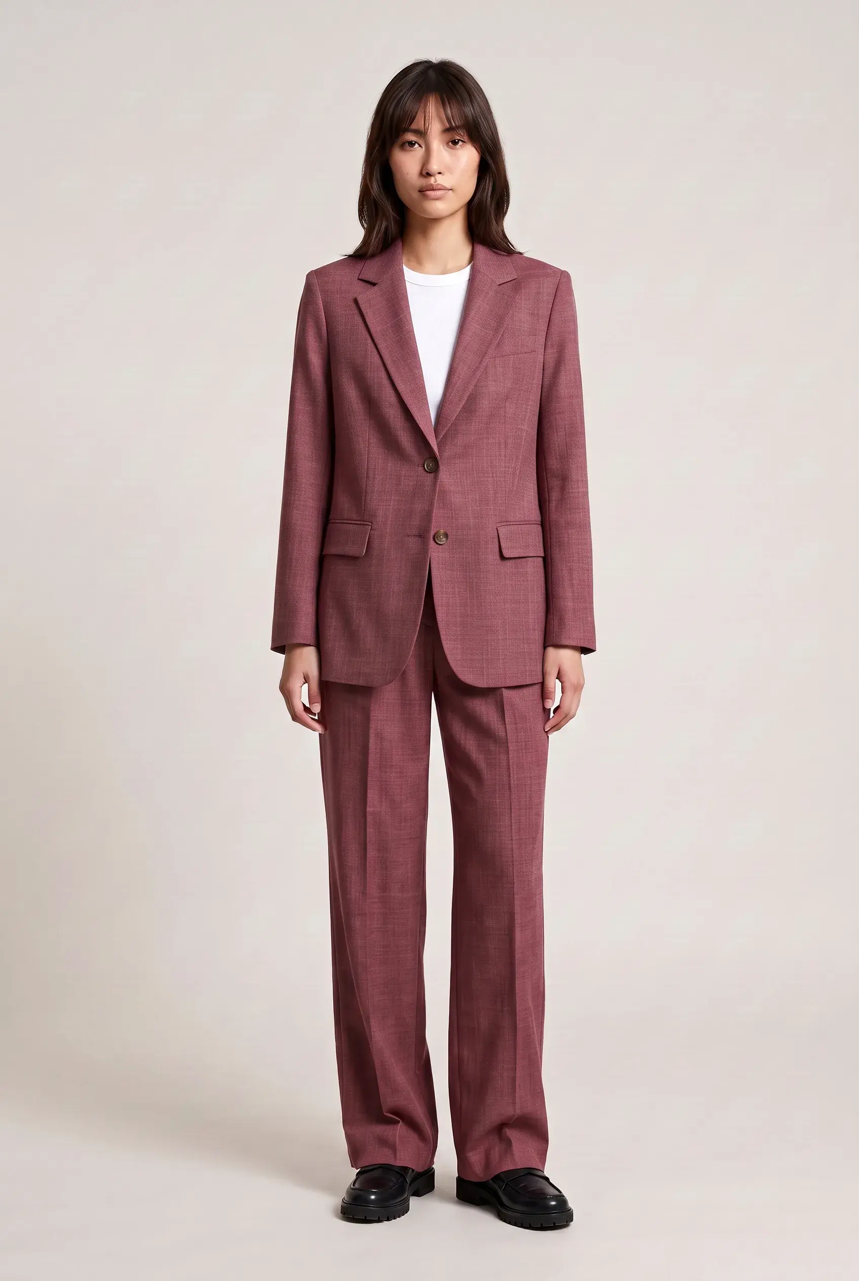 Women's Dusty Rose Trouser Suit, made bespoke by ITORVANI in Bangkok