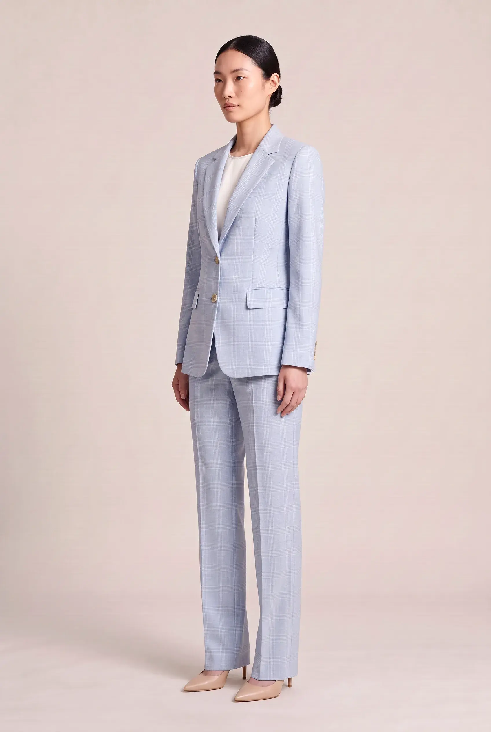 Women's Light Blue Trouser Suit - full length, second view