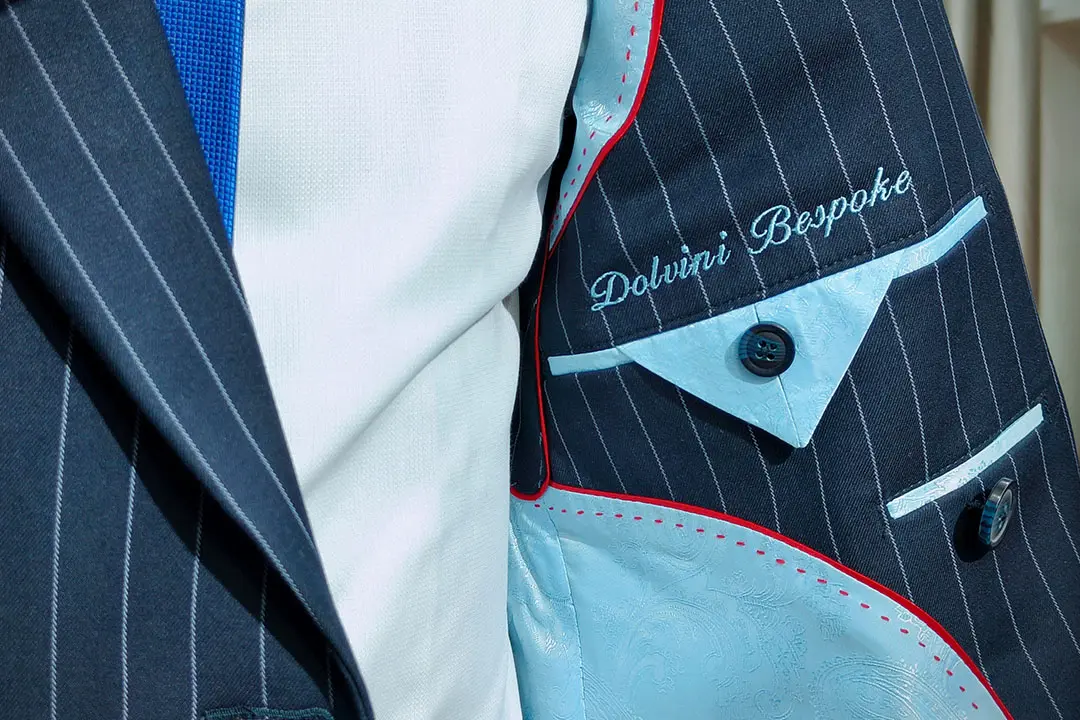 Monogrammed initials on a bespoke jacket